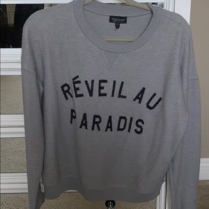 top shop reveil au paradis grey crop sweatshirt